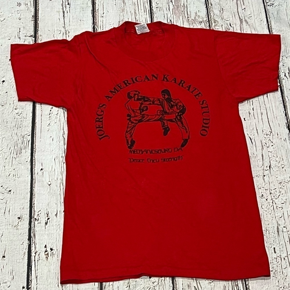Vintage Joerg's American Karate Studio Pennsylvannia 1980s Crewneck Tee Tshirt
